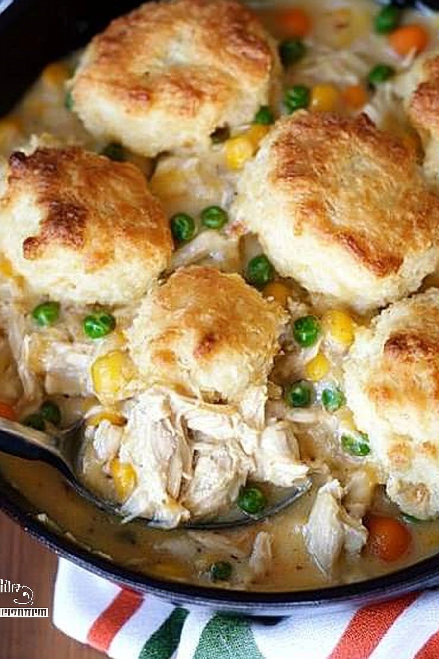 Cheesy Biscuit Topped Chicken Pot Pie