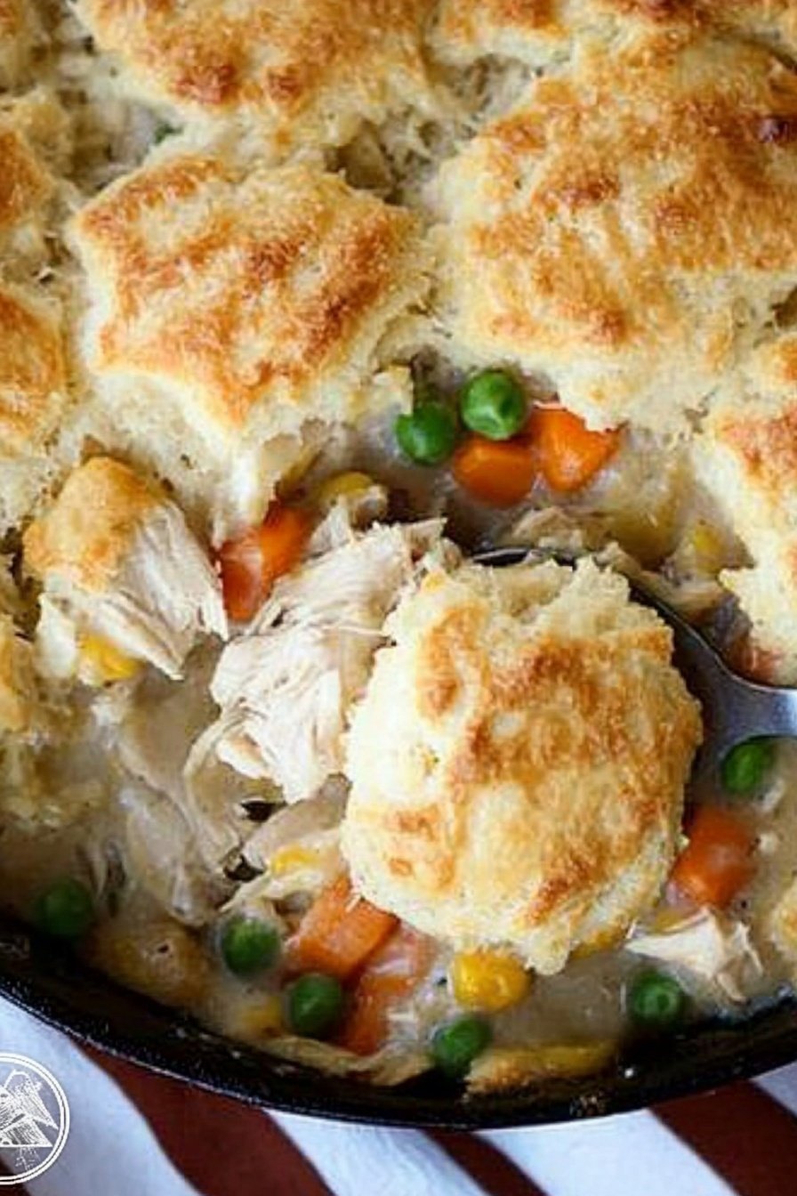 Cheesy Biscuit Topped Chicken Pot Pie