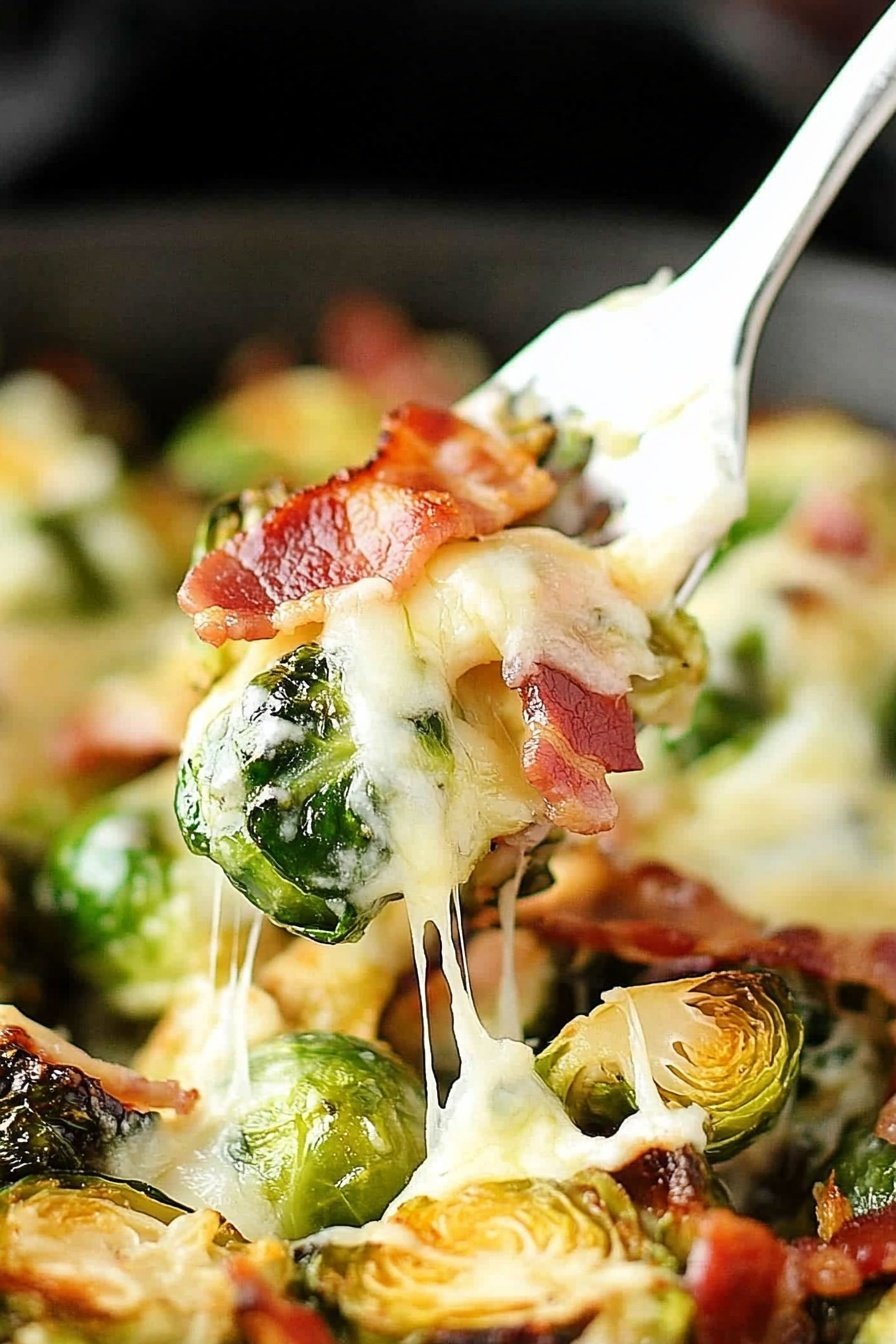 Cheesy Brussels Sprouts with Bacon Recipe