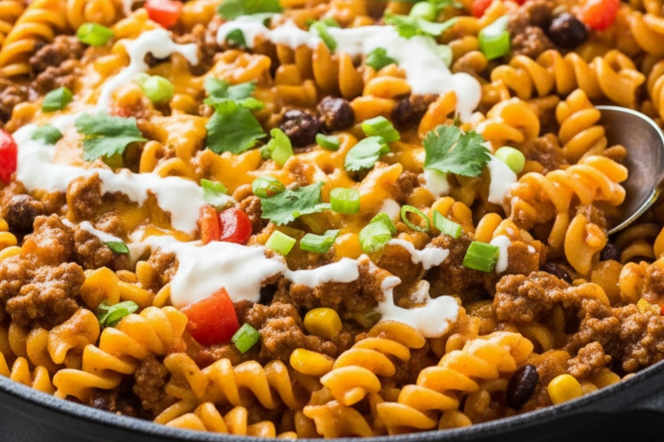 Cheesy One Pot Enchilada Pasta Dinner