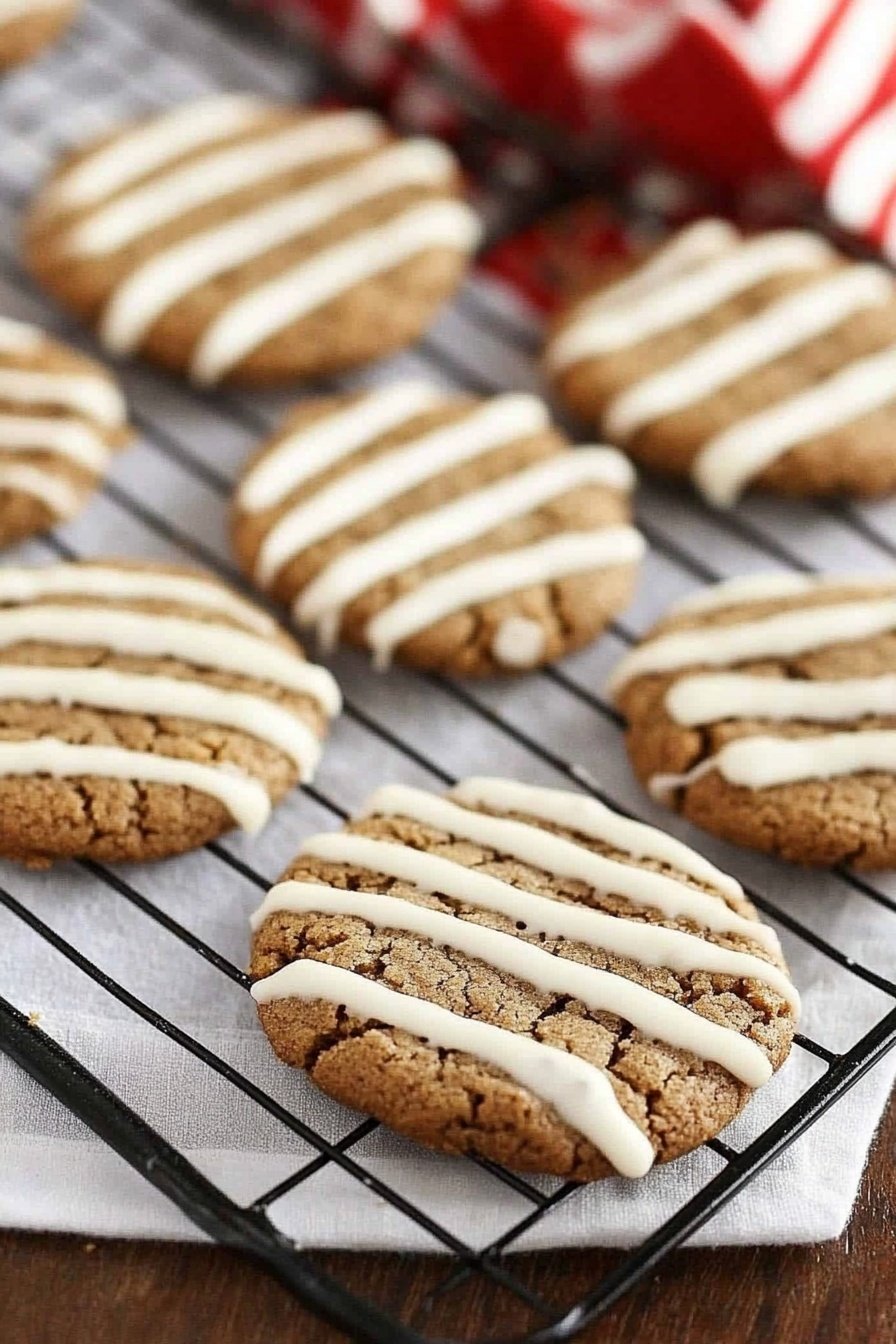 Chewy Gingerbread Cookies with Eggnog Drizzle