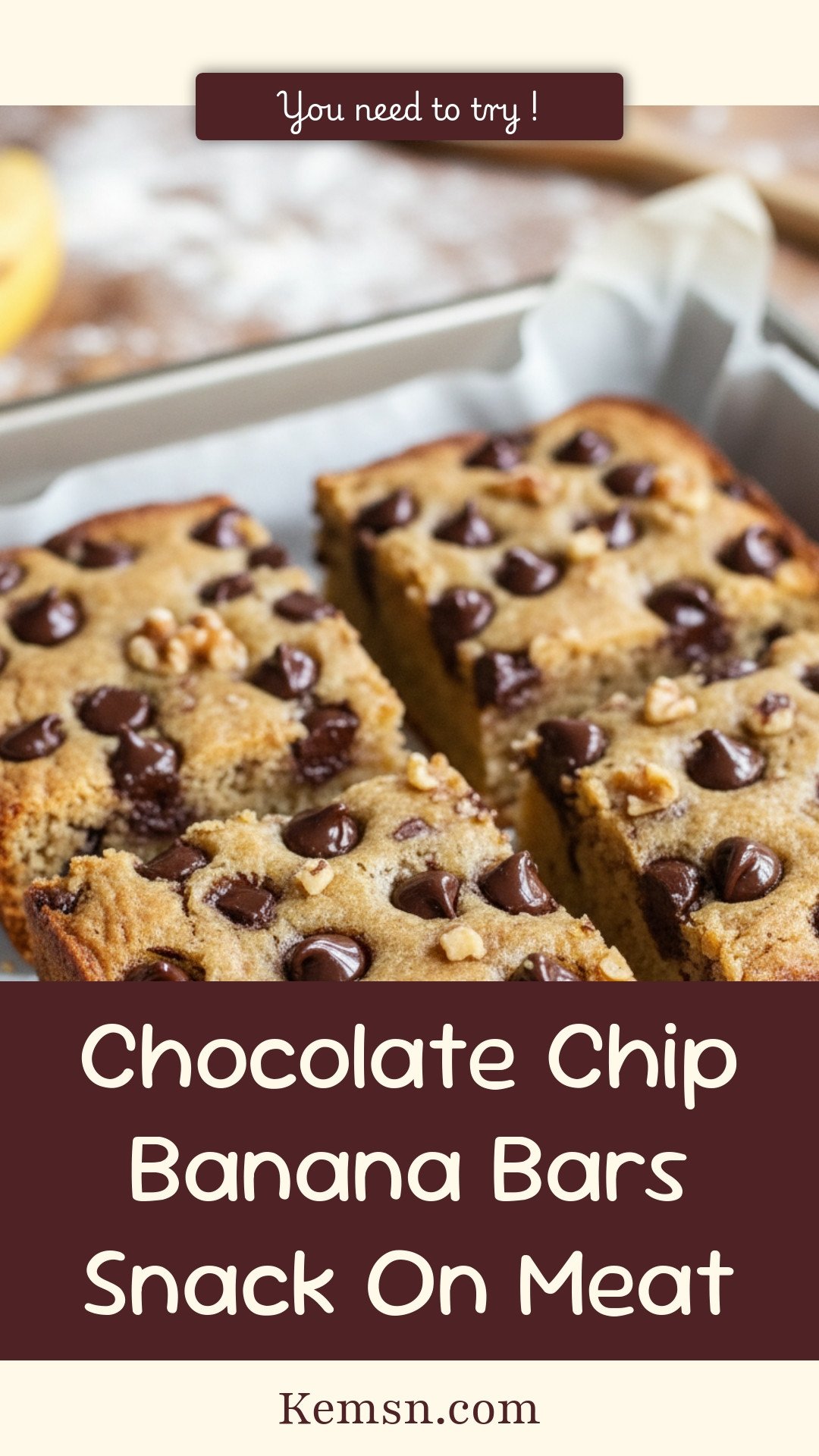 Chocolate Chip Banana Bars Snack On Meat