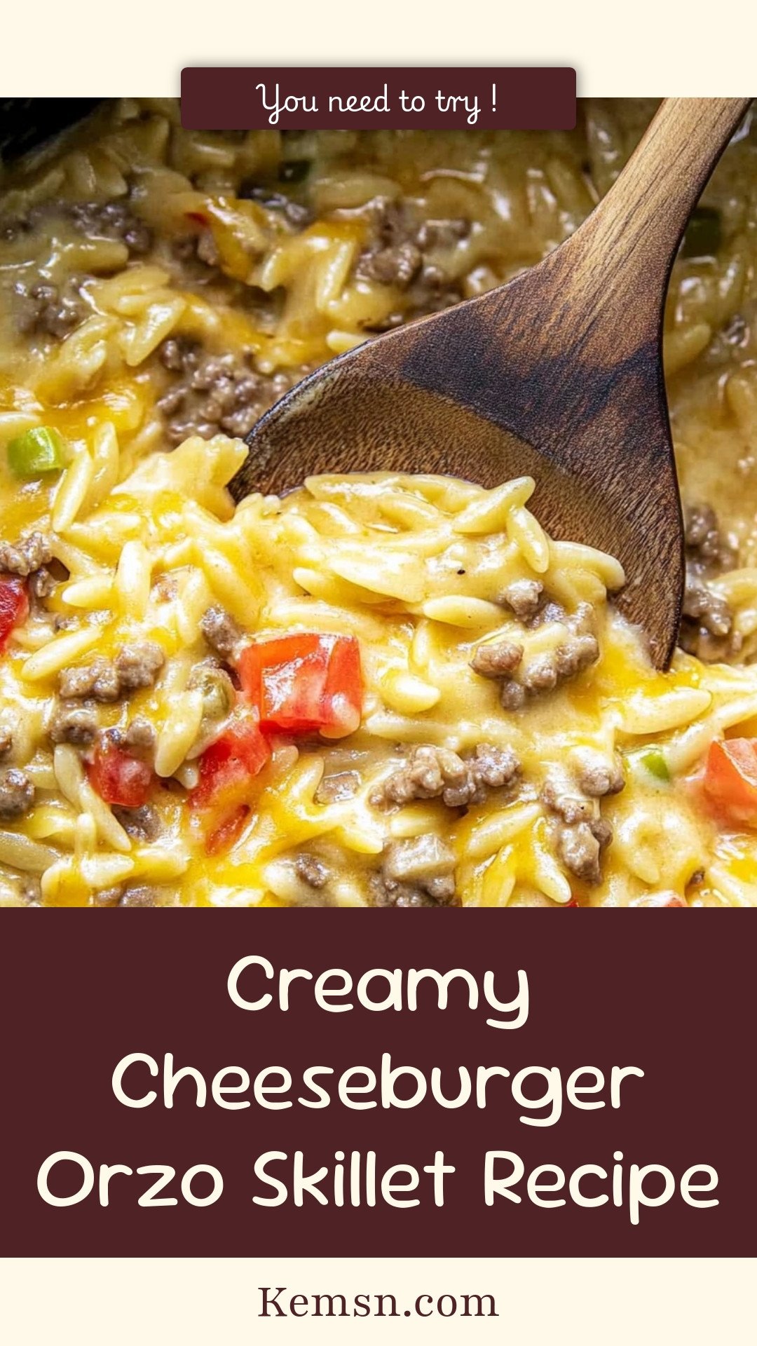 Creamy Cheeseburger Orzo Skillet Recipe