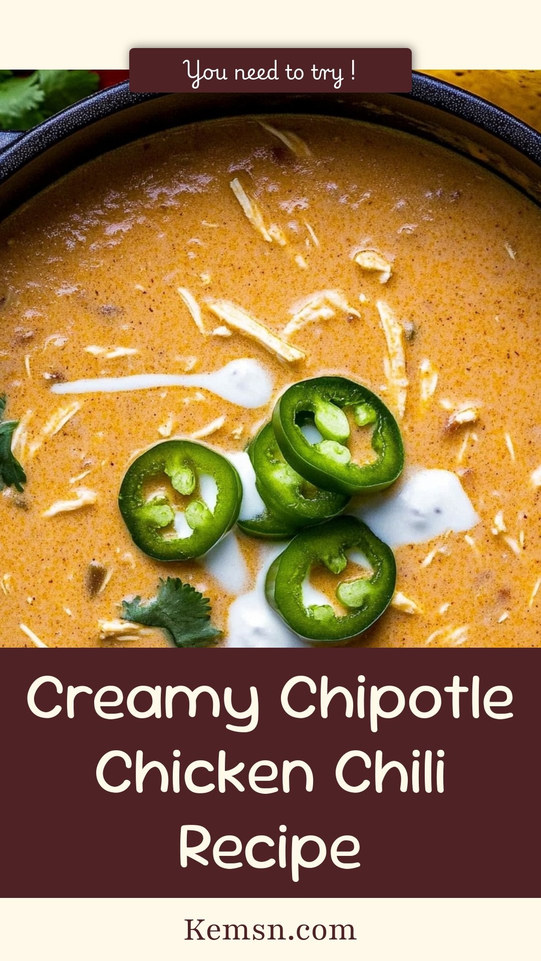 Creamy Chipotle Chicken Chili Recipe