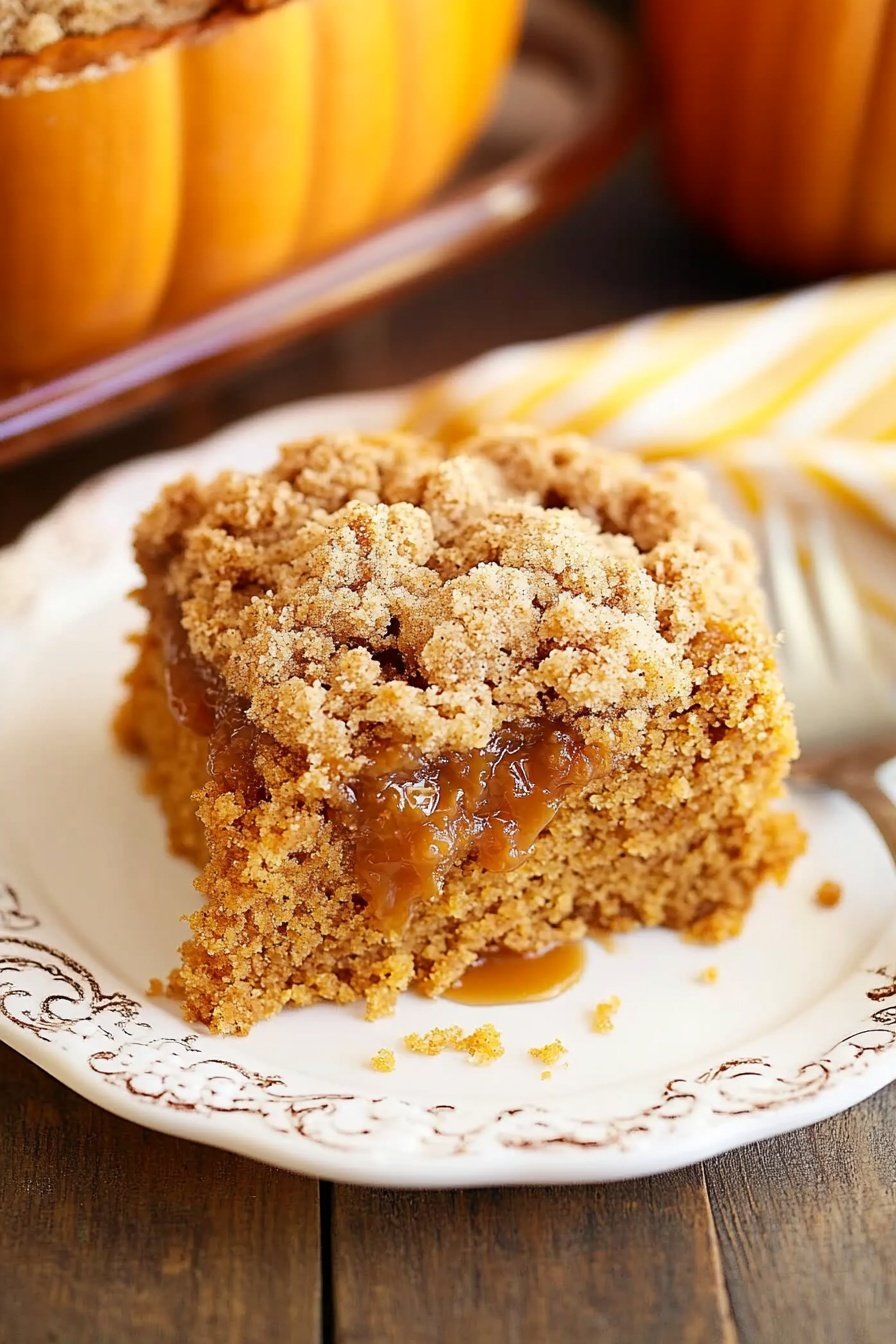 Easy Caramel Pumpkin Crumb Cake Recipe