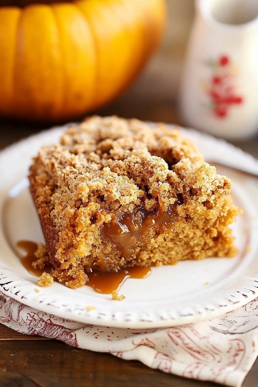 Easy Caramel Pumpkin Crumb Cake Recipe