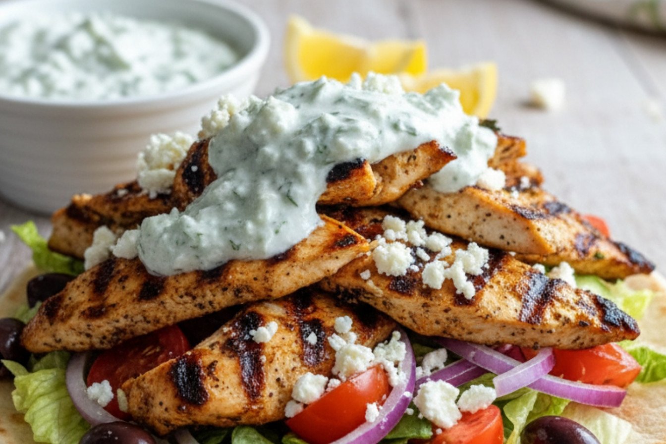 Greek Chicken Gyros with Lemon Herb Tzatziki