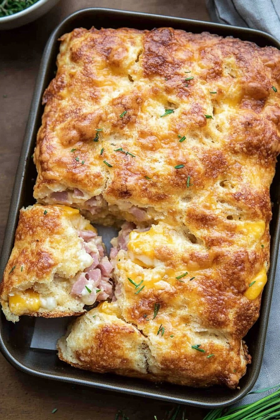 Ham and Cheese Butter Swim Biscuits Recipe