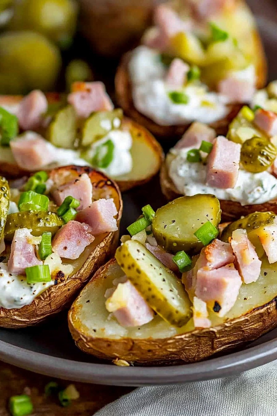 Ham and Pickle Potato Skins Recipe