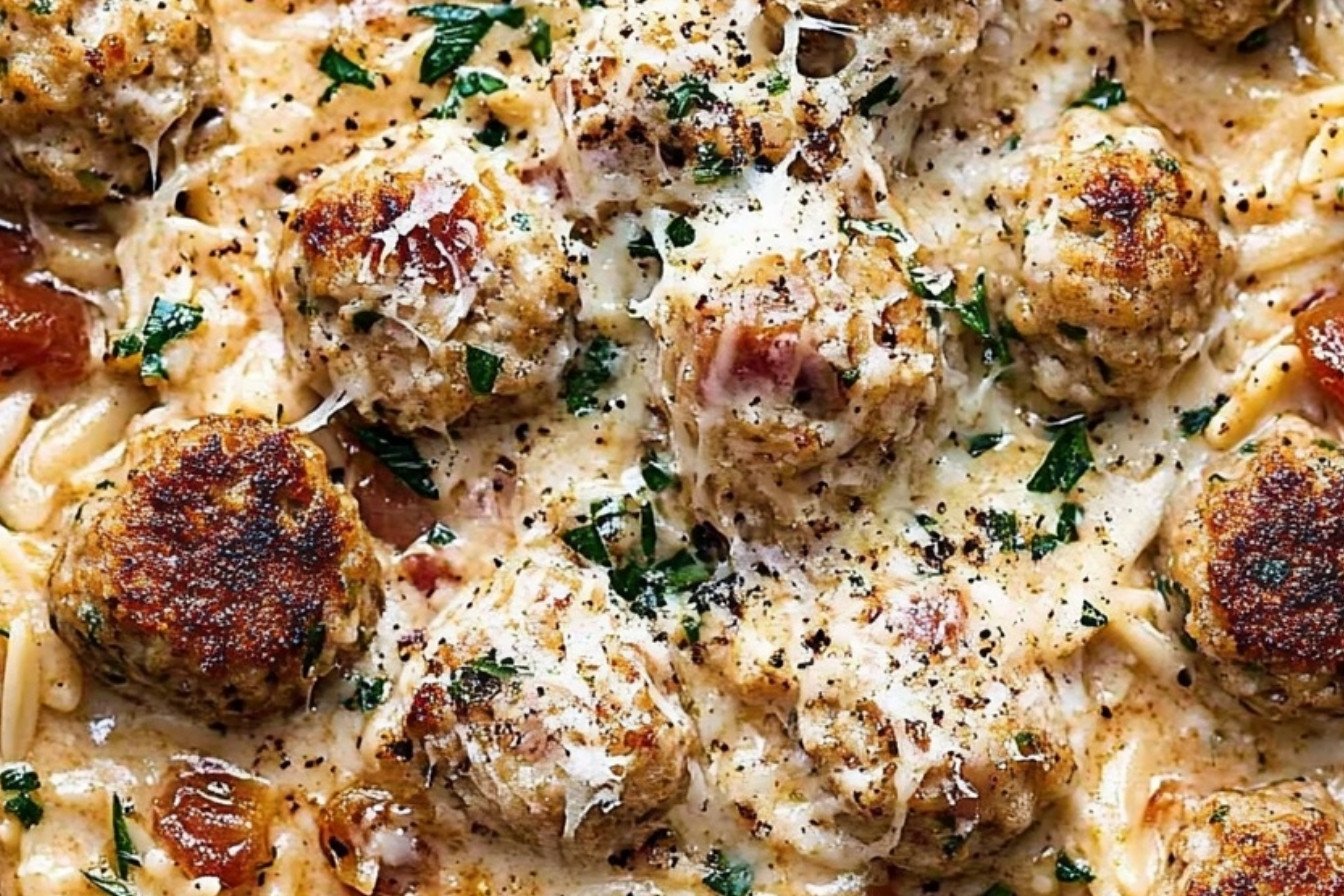 Marry Me Chicken Meatball Orzo Recipe
