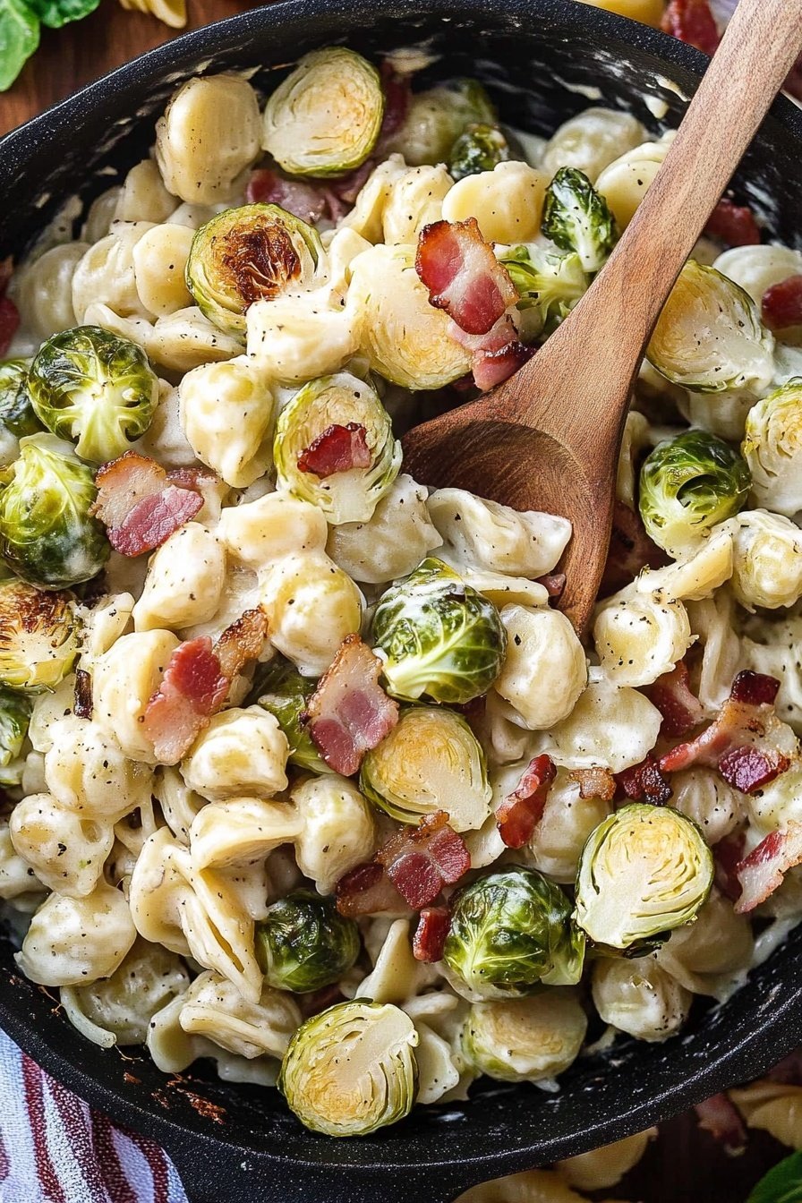 Roasted Brussels Sprouts Bacon Pasta Recipe