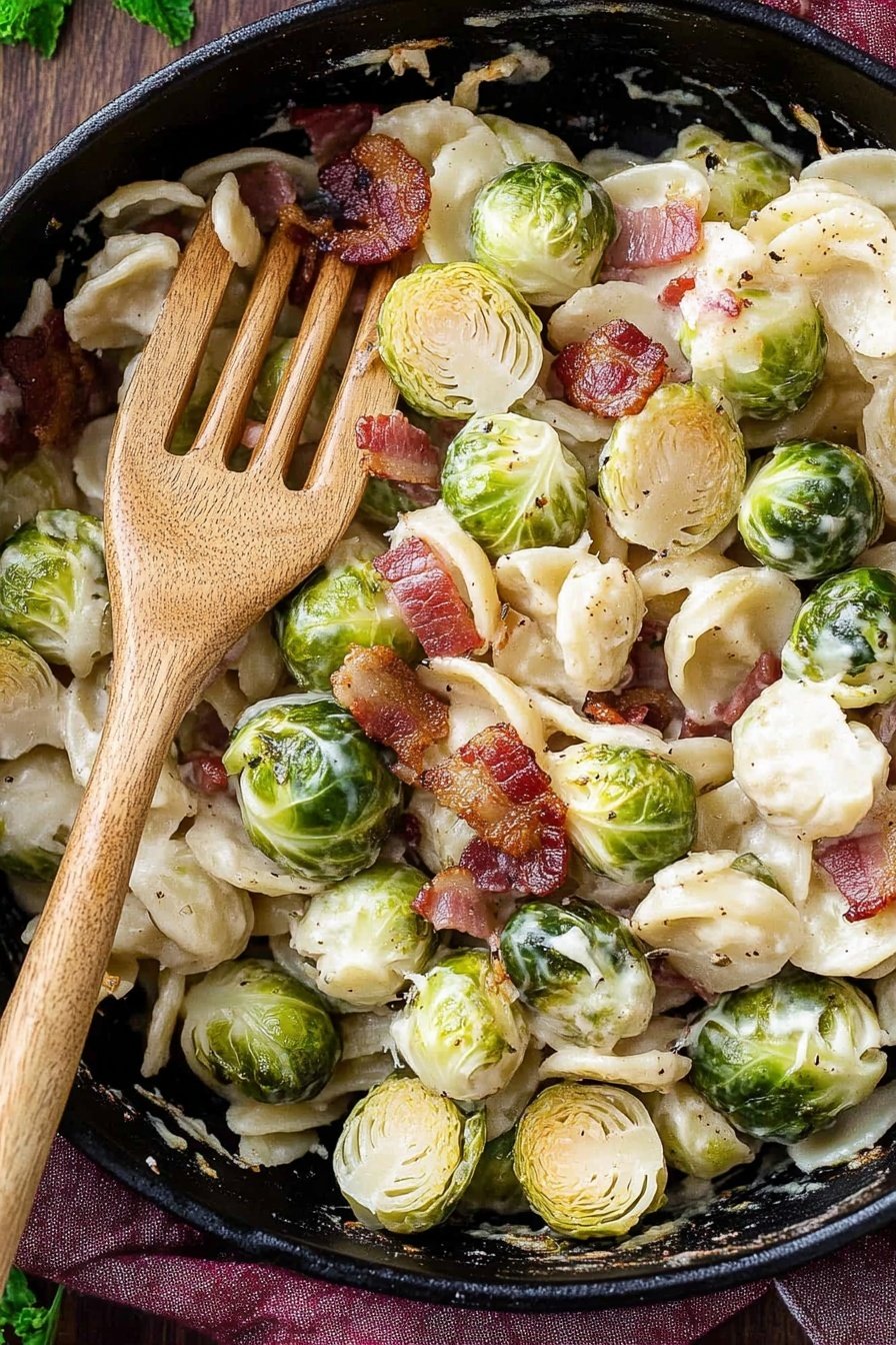 Roasted Brussels Sprouts Bacon Pasta Recipe