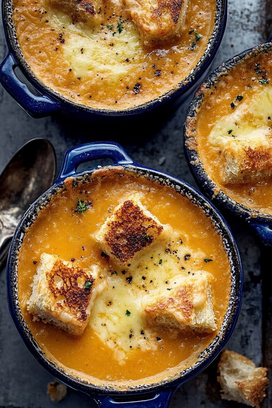 Roasted Tomato Soup with Grilled Cheese Croutons