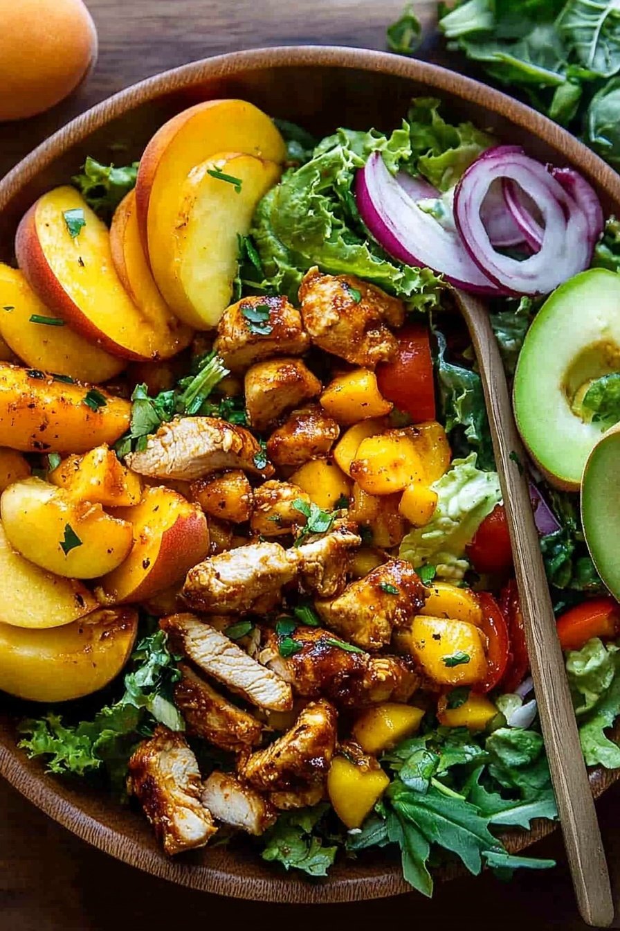 Sweet and Spicy Chicken Peach Salad