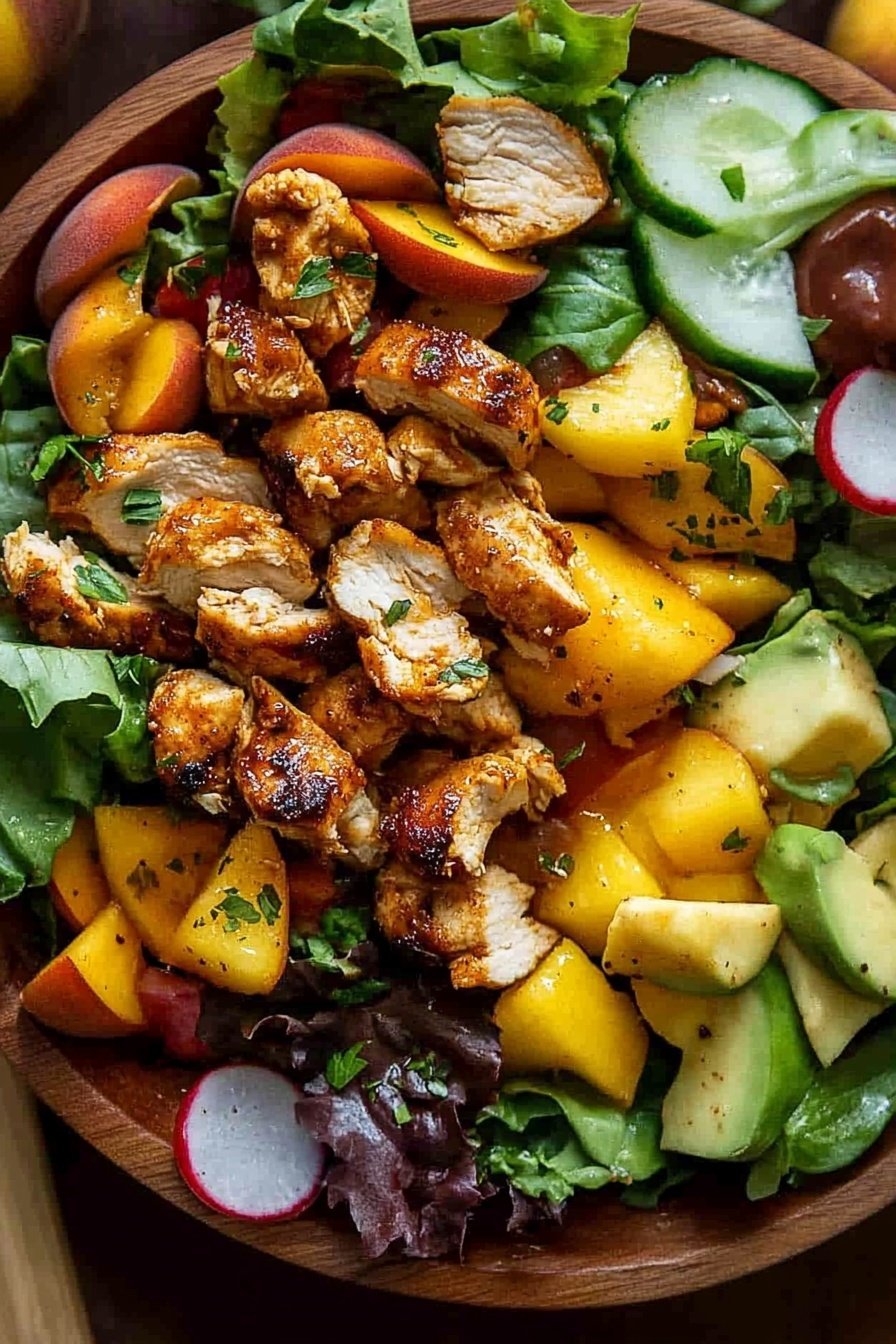 Sweet and Spicy Chicken Peach Salad