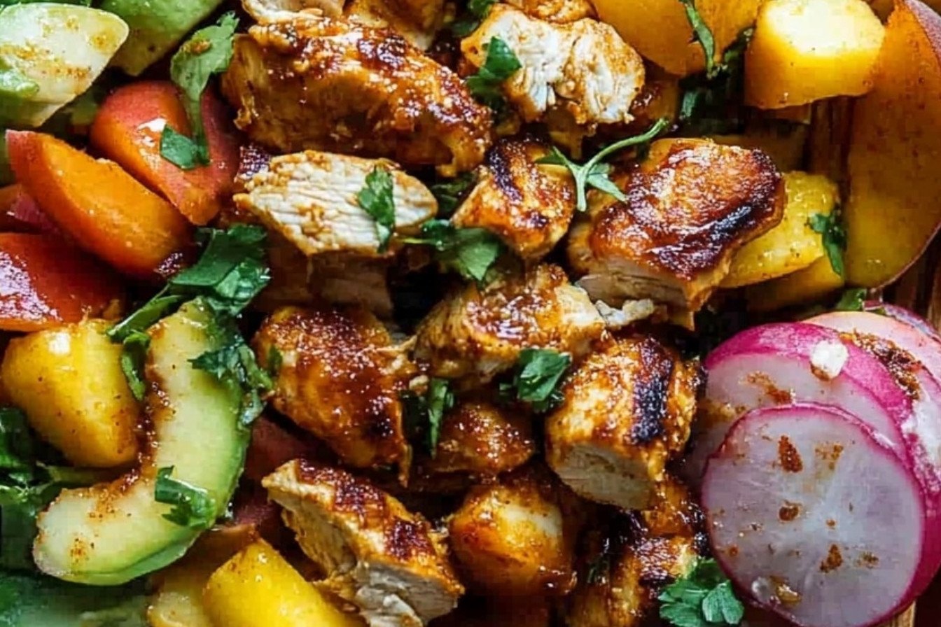Sweet and Spicy Chicken Peach Salad