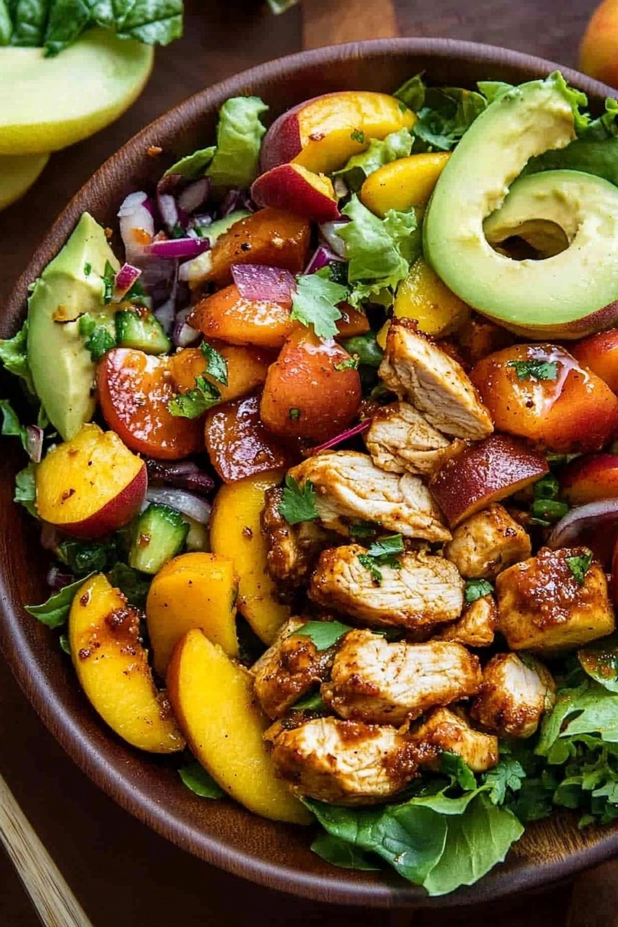 Sweet and Spicy Chicken Peach Salad