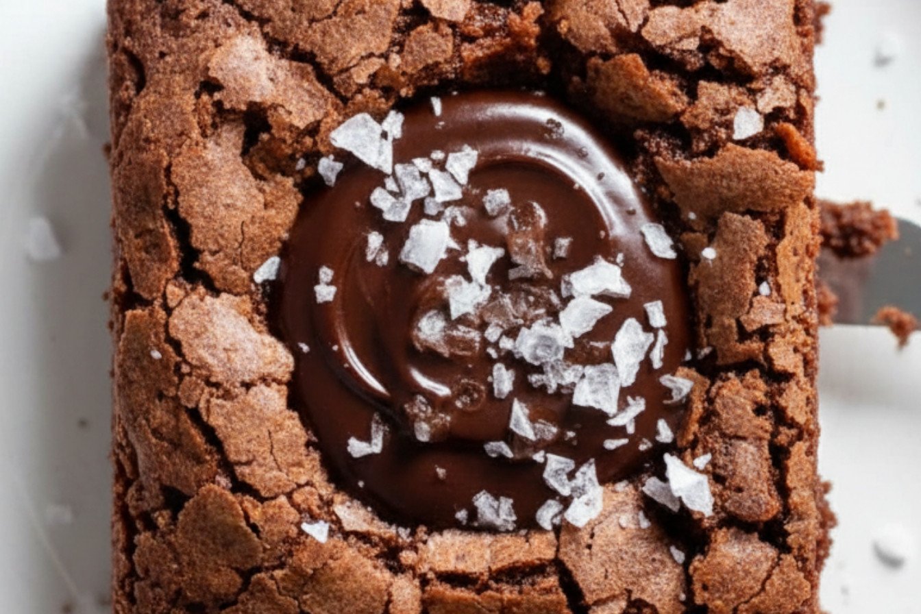 Fudgy Brownies with a Velvety Ganache Core
