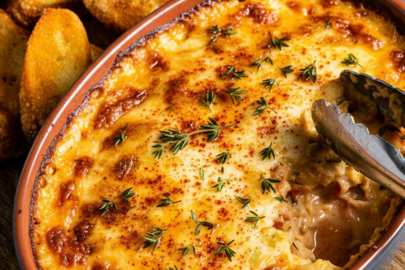 Spicy Crab and Cheddar Bake